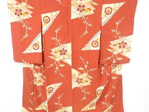 アンティーク　錦紗丸紋に草花模様着物